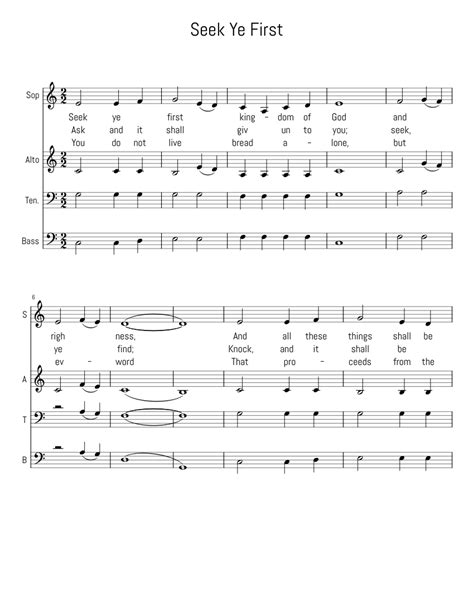 Seek Ye First, SATB Sheet music for Vocals (Choral) | Download and print in PDF or MIDI free ...