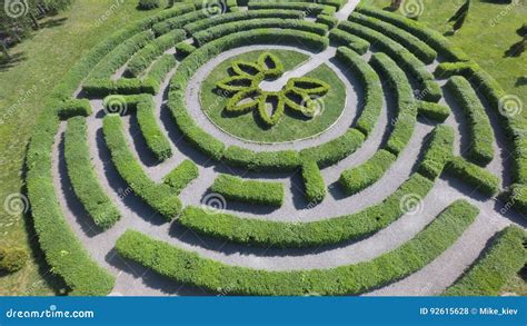 Green Maze a Garden, Aerial View Stock Photo - Image of ring, bush ...