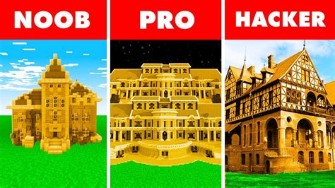 Minecraft NOOB vs. PRO vs. HACKER : LUXURY GOLDEN HOUSE BUILD CHALLENGE in Minecraft! - YouTube