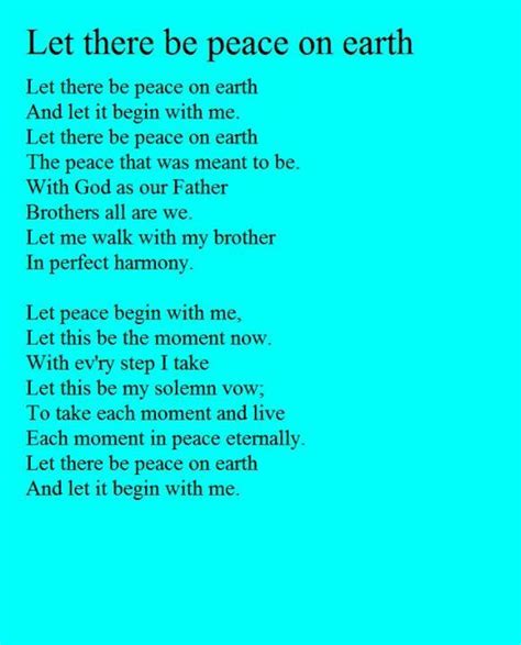 Let there be peace on Earth... | Inspirational words, Inspirational prayers, Earth quotes