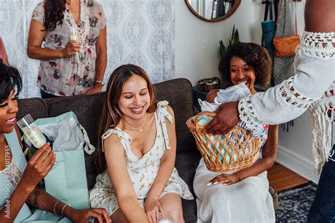 Pregnant Woman at a Baby Shower Stock Photo | Adobe Stock