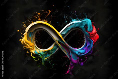 Infinity symbol colorful on black splash art Stock Illustration | Adobe ...