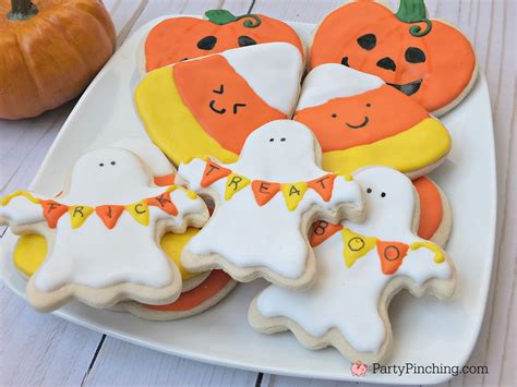 Halloween sugar cookies decorated ghost banner cookies, cute candy corn