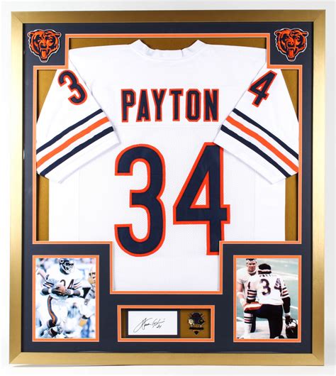 Walter Payton Signed 32.75x36.75 Custom Framed Cut Display With Super ...