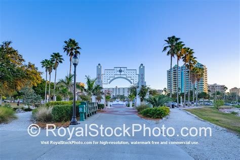 Sarasota Bayfront Park Entrance Sunrise | Royal Stock Photo