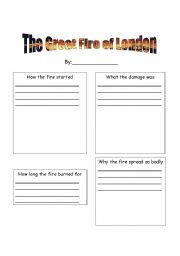 English worksheets: Great fire of London explanation poster template