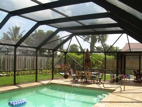 Mansard Roof Style Screen Pool Enclosure - Tropical - Pool - Miami - by ...