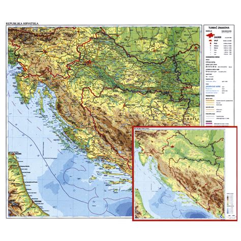 Karta Hrvatske 56x49cm plastificirana obostrana Trsat – Primo Niz