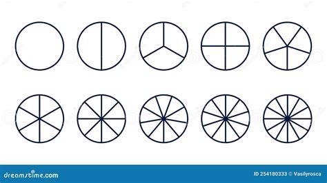 Circles Divided Diagram 3, 10, 7, Graph Icon Pie Shape Section Chart. Segment Circle Round ...