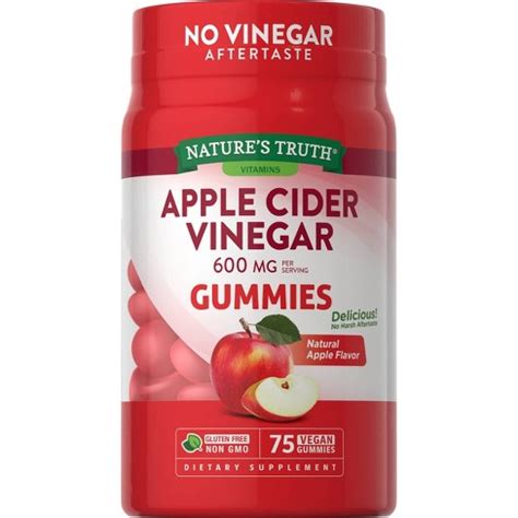 Nature's Truth Apple Cider Vinegar 600mg Vegan Gummies - Apple - 75ct : Target