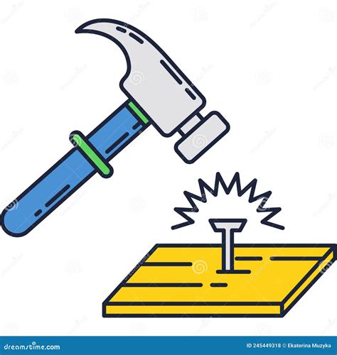 Hammer Nail Vector Icon Carpenter Tool Isolated Stock Vector ...