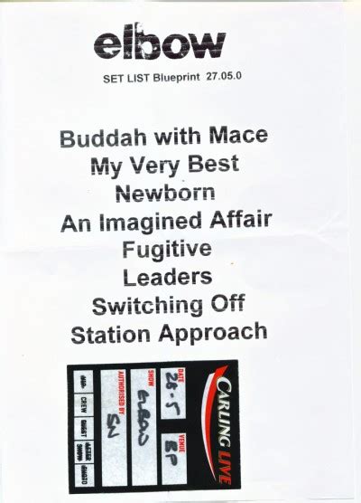 Elbow, Setlist - Blueprint Studios, 27th May 2005 – Manchester Digital ...