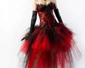 Items similar to Custom Steampunk Dress Flame Crystal Corset Dress Red And Black Burlesque Prom ...