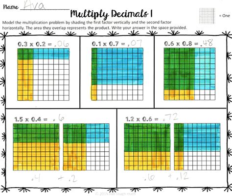 Multiplying Decimals With Grids Worksheets