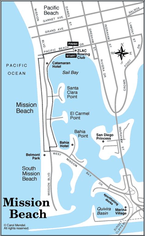 Map of Mission Beach walking tour