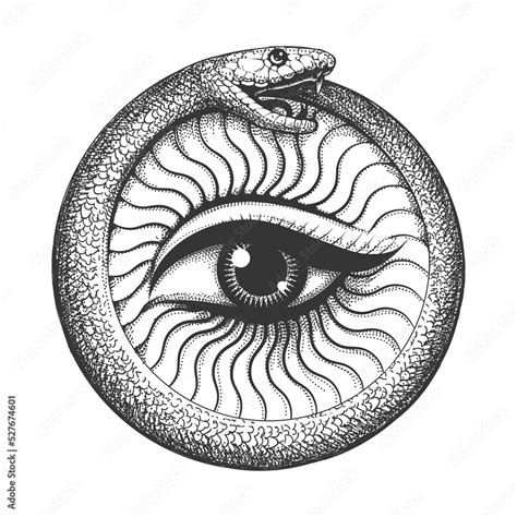 Ouroboros Snake with Eye Inside Esoteric Symbol Tattoo Stock-Vektorgrafik | Adobe Stock