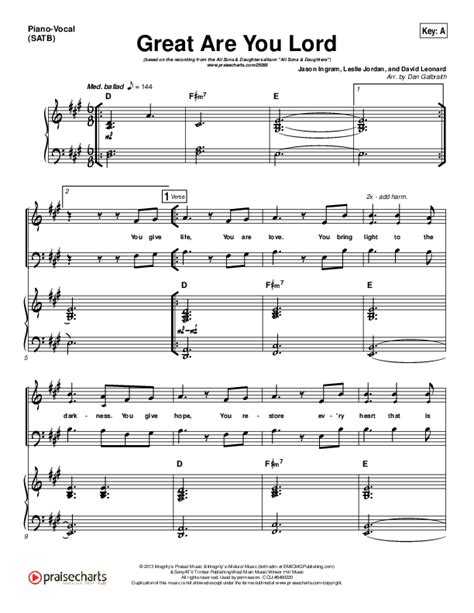 Great Are You Lord Sheet Music PDF (All Sons & Daughters) - PraiseCharts