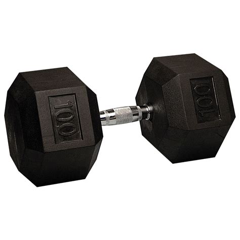 100 lb Rubber Coated Hex Dumbbell