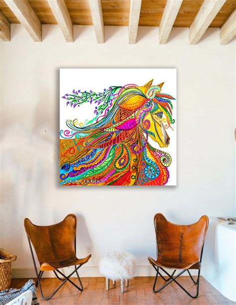 Horse Abstract Canvas Print Painting Fine Art Colorful - Etsy