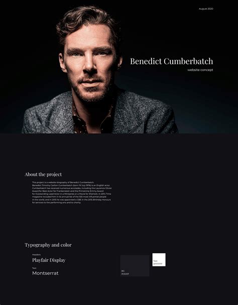 Benedict Cumberbatch — website concept on Behance