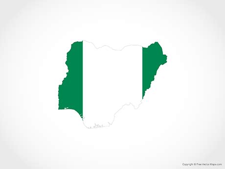 Printable Vector Map of Nigeria - Flag | Free Vector Maps