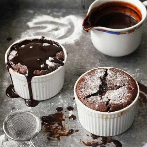 Chocolate Souffle with Sauce Espresso And Cream, Souffle Recipes, Fruit ...