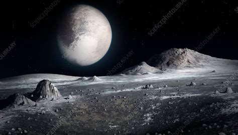 Pluto from the surface of Charon - Stock Image - F016/8875 - Science ...