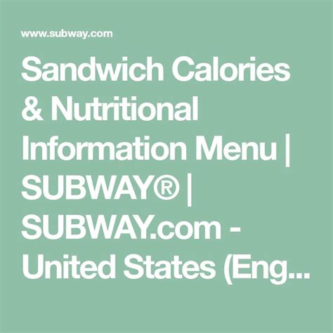 Sandwich Calories & Nutritional Information Menu | SUBWAY® | SUBWAY.com - United States (English ...