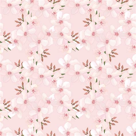 Spring floral seamless pattern with delicate small flowers and buds of pink oleander. Tropi ...