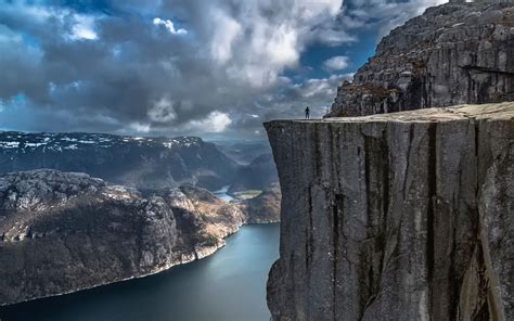 Preikestolen, Norway, rocks, cliff, clouds, storm wallpaper | Nature and Landscape | Wallpaper ...