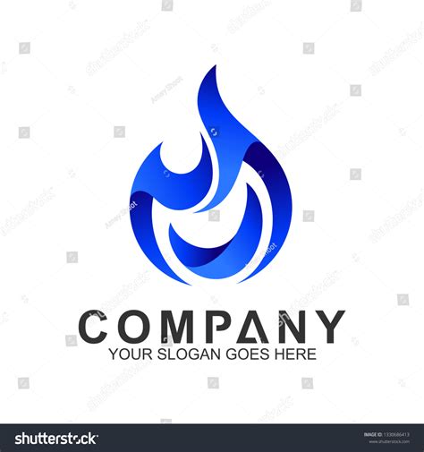 Blue Fire Logo Design Template Abstract Stock Vector (Royalty Free ...