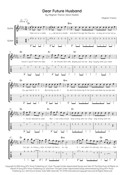 Dear Future Husband (arr. Ed.CAL) Sheet Music | Meghan Trainor | Guitar Tab