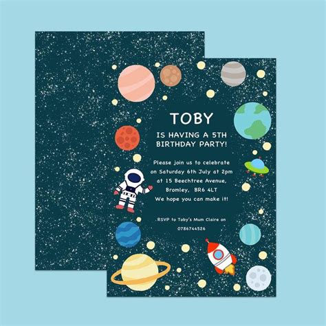 Space themed birthday party invitation party invitations for | Etsy ...