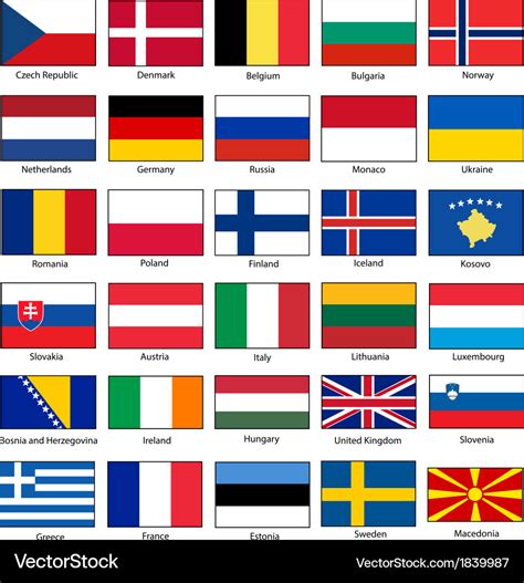 Flags of europe set Royalty Free Vector Image - VectorStock