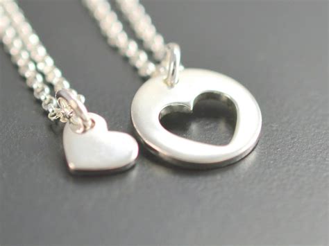 Mom Child Pendant Heart Necklace Mother Daughter Jewelry - Etsy