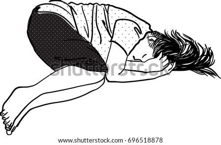 Vector Art Drawing Young Woman Lying Stock Vector 696518878 - Shutterstock