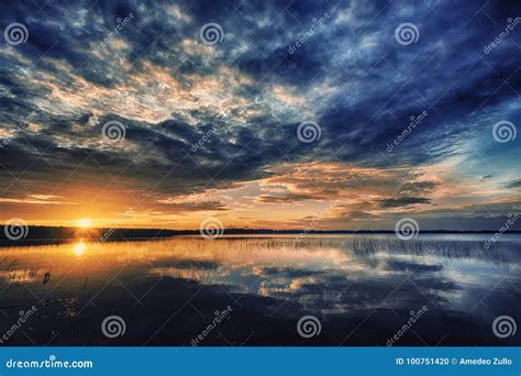 Beautiful Red Landscape Sunset Stock Photo - Image of sunset, dusk: 100751420