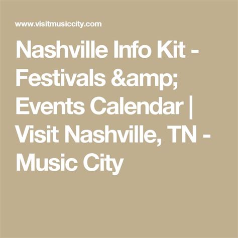 Nashville Info Kit - Festivals & Events Calendar | Visit Nashville, TN ...