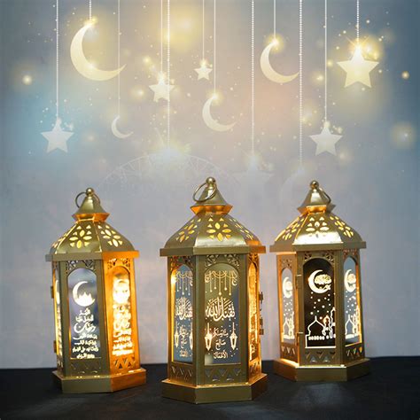 Eid Mubarak Ramadan LED Night Light Lantern Lamp Islam Hanging ...