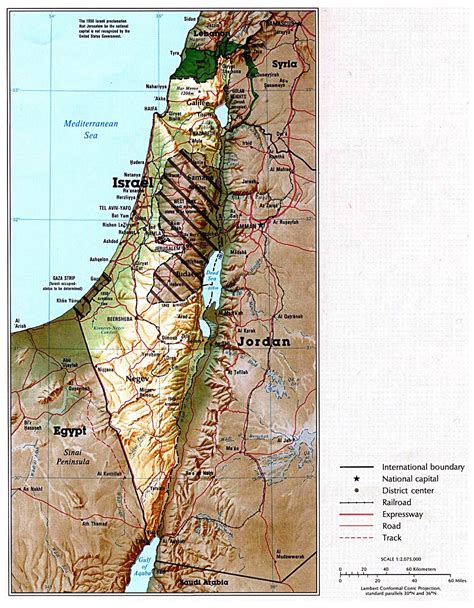 Large political map of Israel with relief, roads, railroads and major cities | Israel | Asia ...