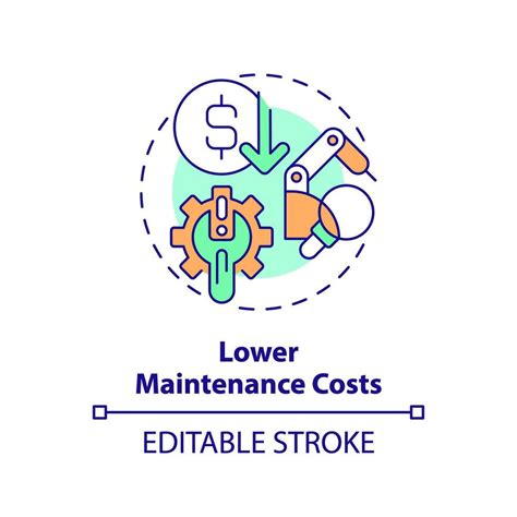 2D editable multicolor icon lower maintenance costs concept, simple isolated vector, predictive ...