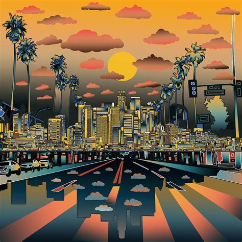 Los Angeles Skyline Abstract 2 Painting by Bekim M - Pixels