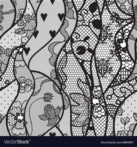 Black lace fabric seamless pattern Royalty Free Vector Image