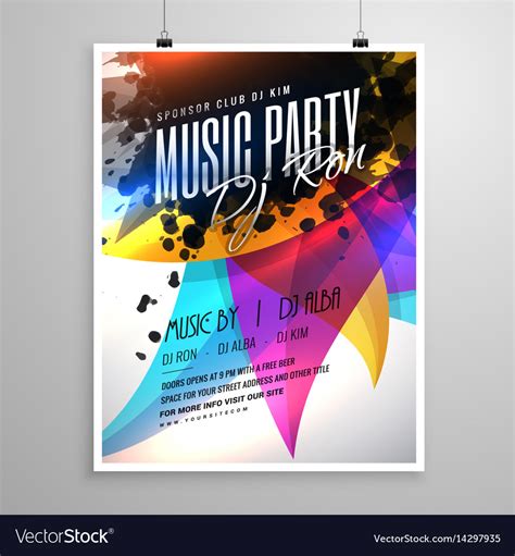 Music party flyer template design with colorful Vector Image