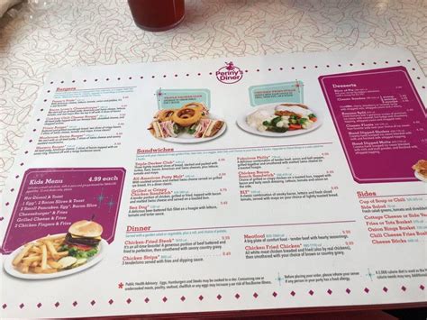 Menu at Penny's Diner restaurant, Low Moor