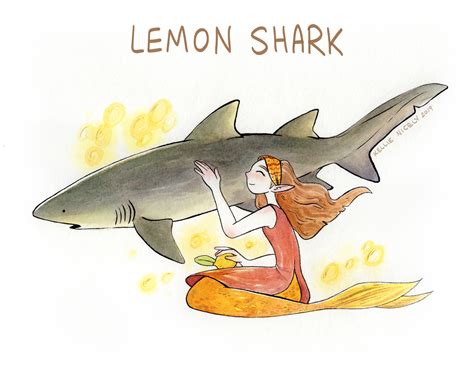 Lemon Shark, an art print by Kellie Nicely | Shark illustration, Shark ...