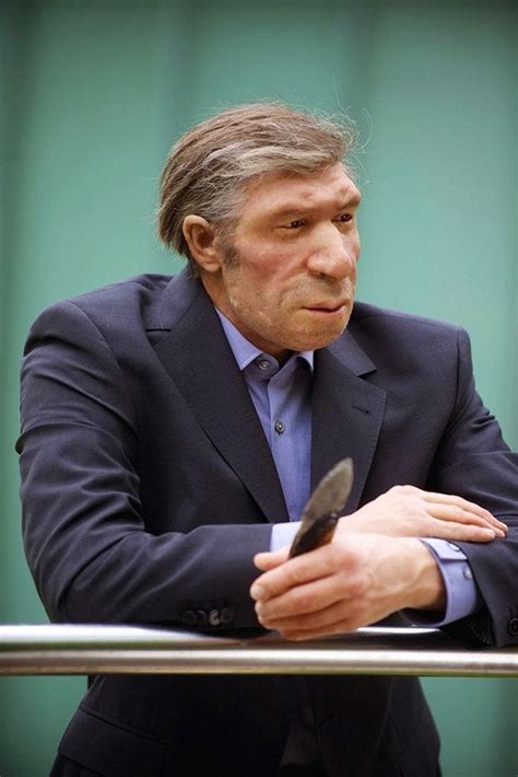 A Neanderthal man in a modern suit and tie. German museum exhibit : r/Damnthatsinteresting