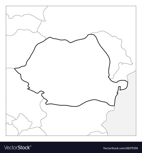 Map romania black thick outline highlighted Vector Image