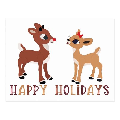 Classic Rudolph and Clarice Reindeer Postcard | Zazzle | Christmas ...