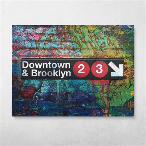 Downtown Brooklyn Graffiti Subway Sign Pop Art Wall Art